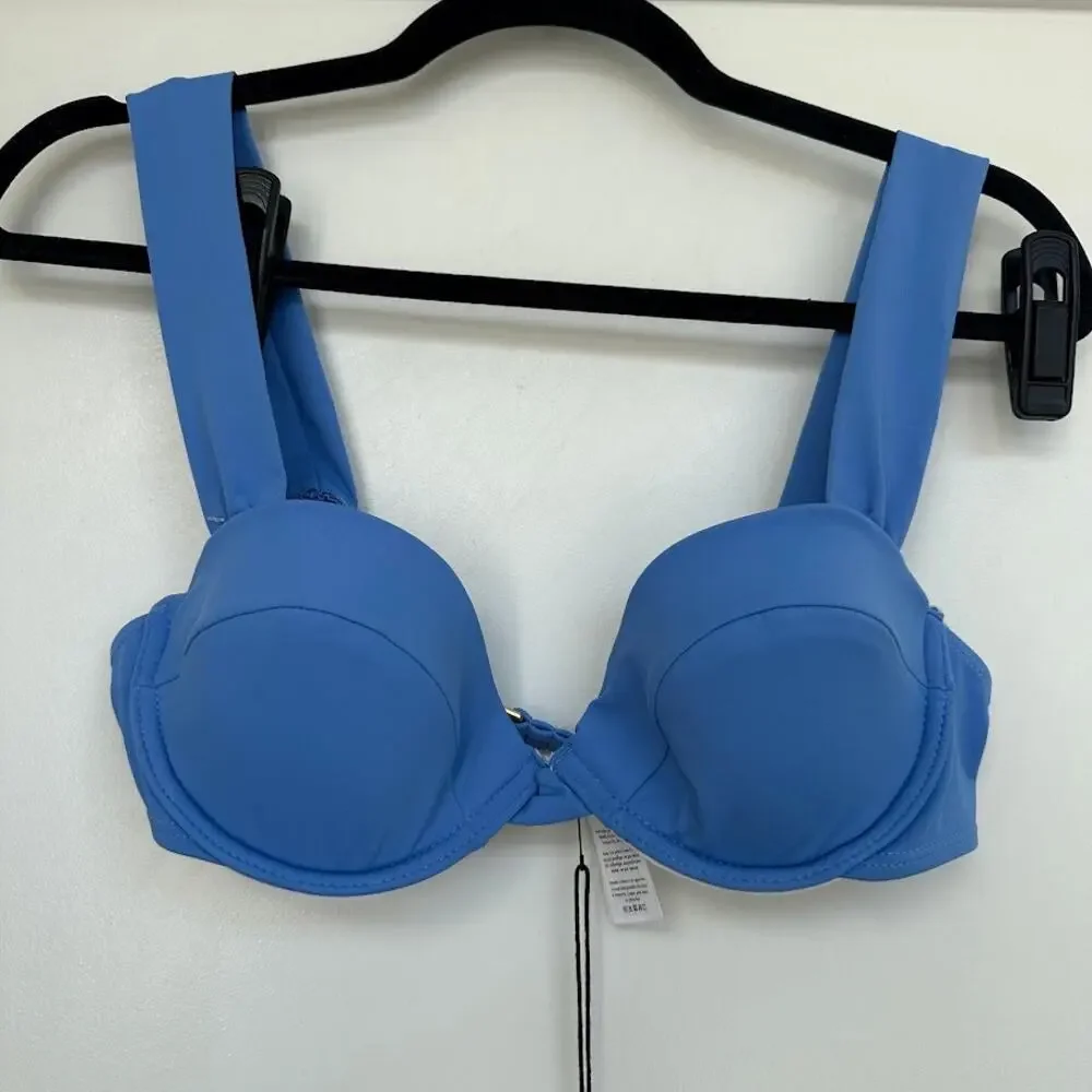 WeWoreWhat Claudia Bikini Top Blue Size L NWT Underwire